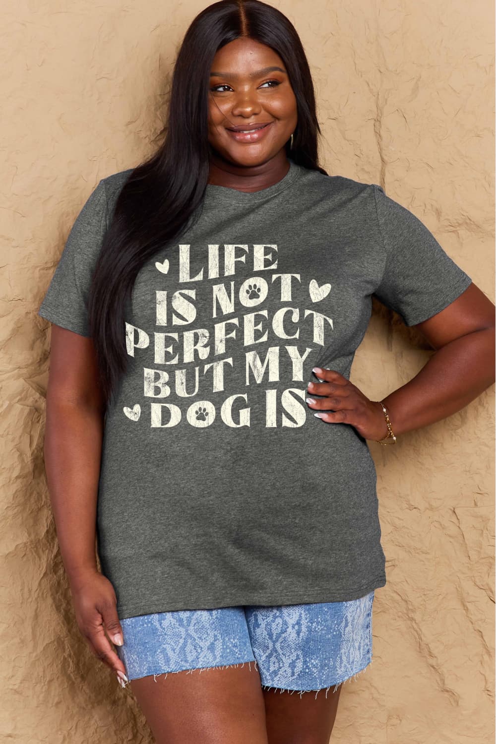 Life is Not Perfect but My Dog Is Graphic Cotton T-Shirt - Kittybear Krafts