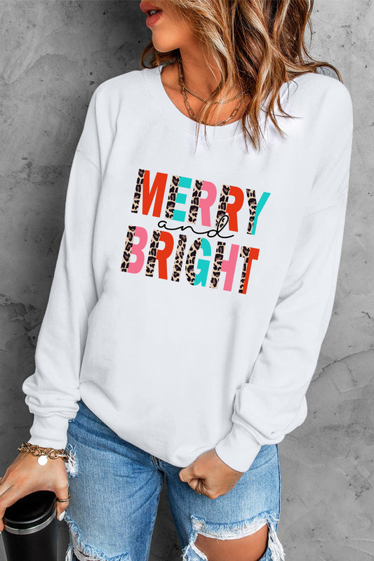 MERRY AND BRIGHT Graphic Christmas Sweater Trendsi