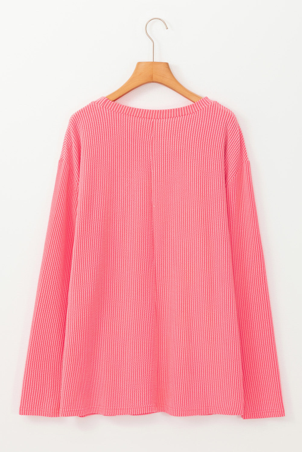 Peach Blossom Plus Size Ribbed Textured Long Sleeve Top