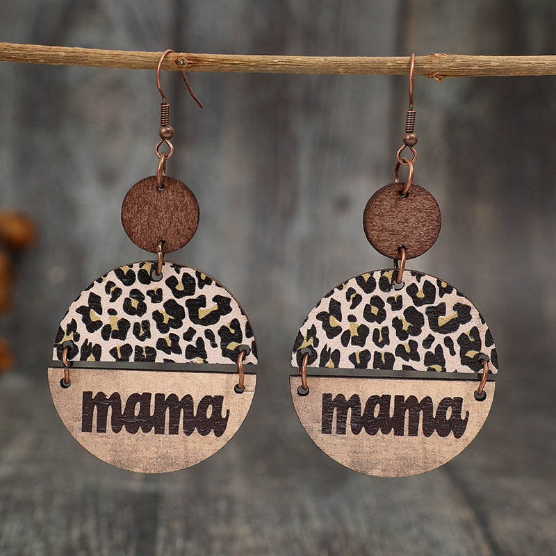 Mama Leopard Round Dangle Earrings - Kittybear Krafts