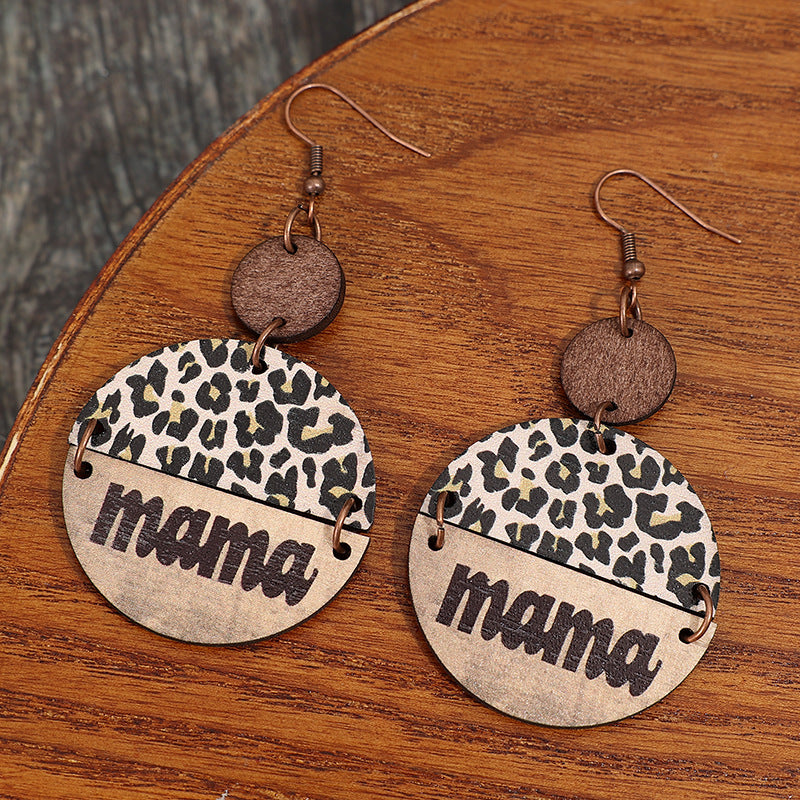 Mama Leopard Round Dangle Earrings - Kittybear Krafts