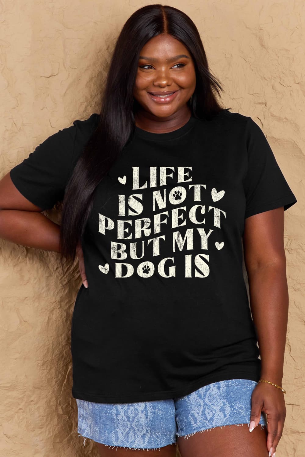 Life is Not Perfect but My Dog Is Graphic Cotton T-Shirt - Kittybear Krafts