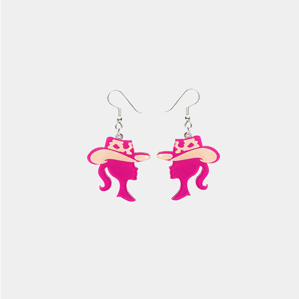 Pink Cowgirl Acrylic Dangle Earrings - Kittybear Krafts