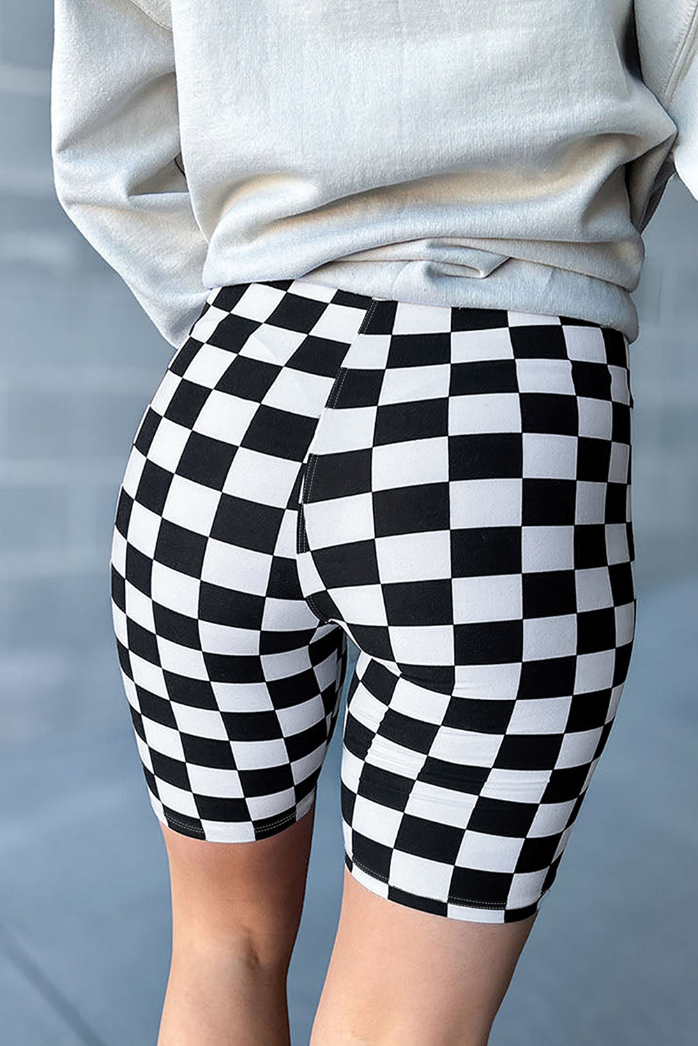 Black Checkerboard Printed High Waist Shorts Kittybear Krafts