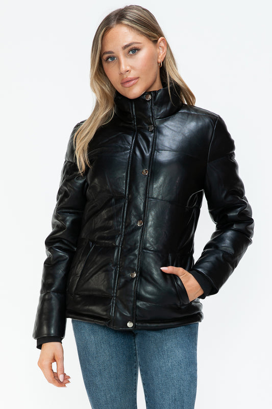 YMI Pocketed Zip Up Turtleneck Puffer Jacket Trendsi