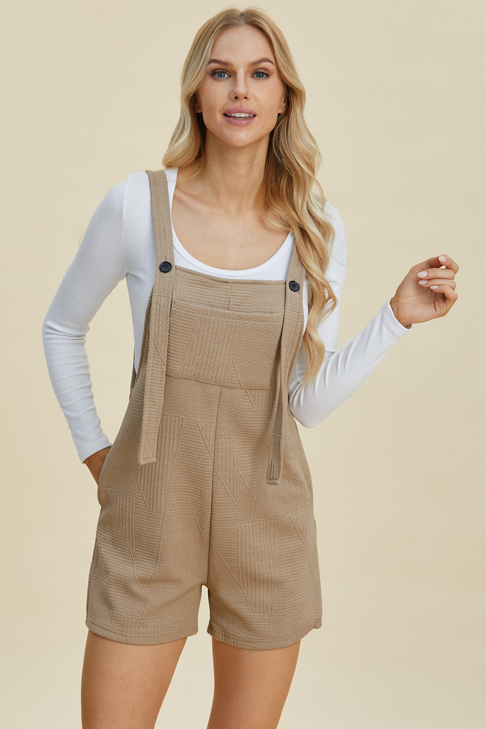 Texture Sleeveless Overall Romper - Kittybear Krafts