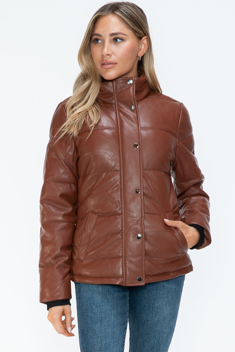 YMI Pocketed Zip Up Turtleneck Puffer Jacket Trendsi