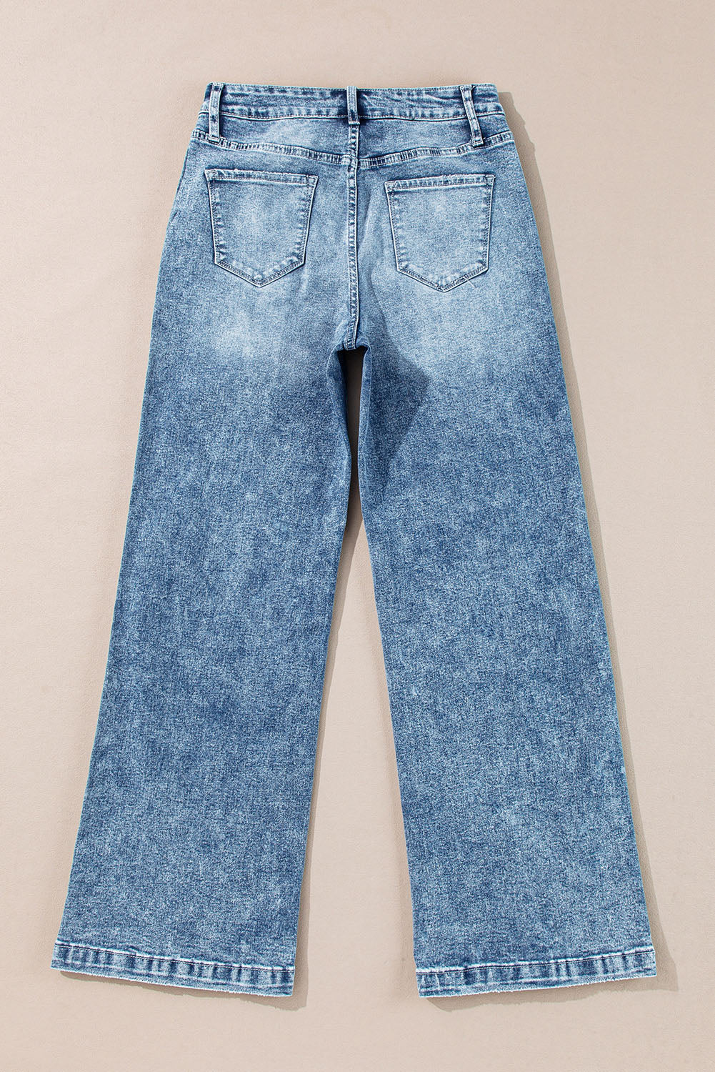 Dusk Blue Central Seamed Wide Leg High Waist Jeans Kittybear Krafts