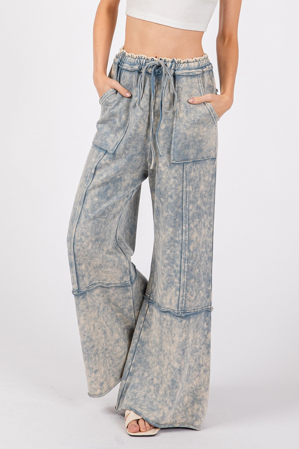 SAGE + FIG Mineral Washed Terry Wide Leg Pants - Kittybear Krafts