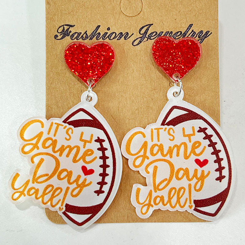 Football/Baseball Dangle Earrings - Kittybear Krafts