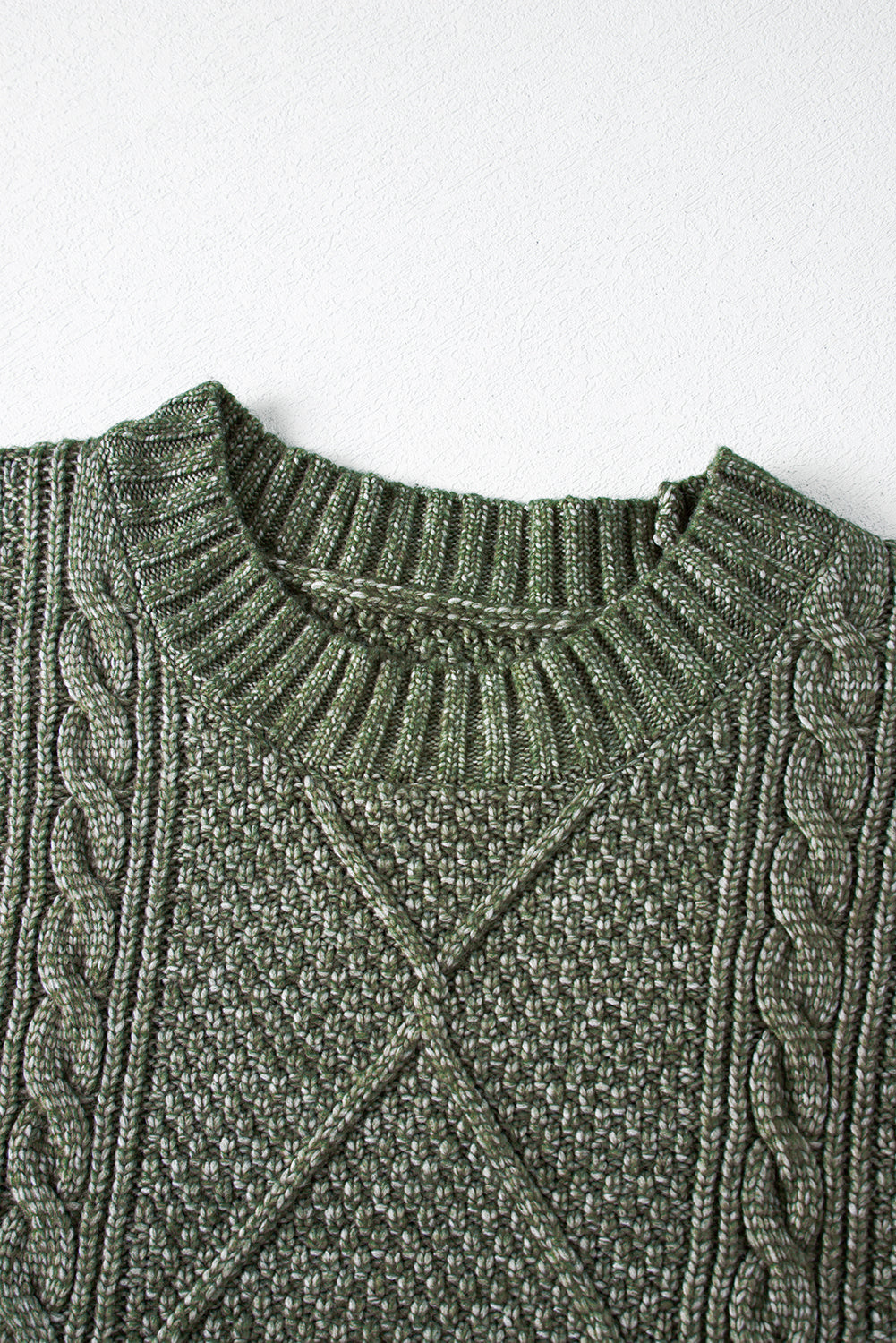 Mist Green Cable Knit Drop Shoulder Loose Fit Sweater Dress Kittybear Krafts