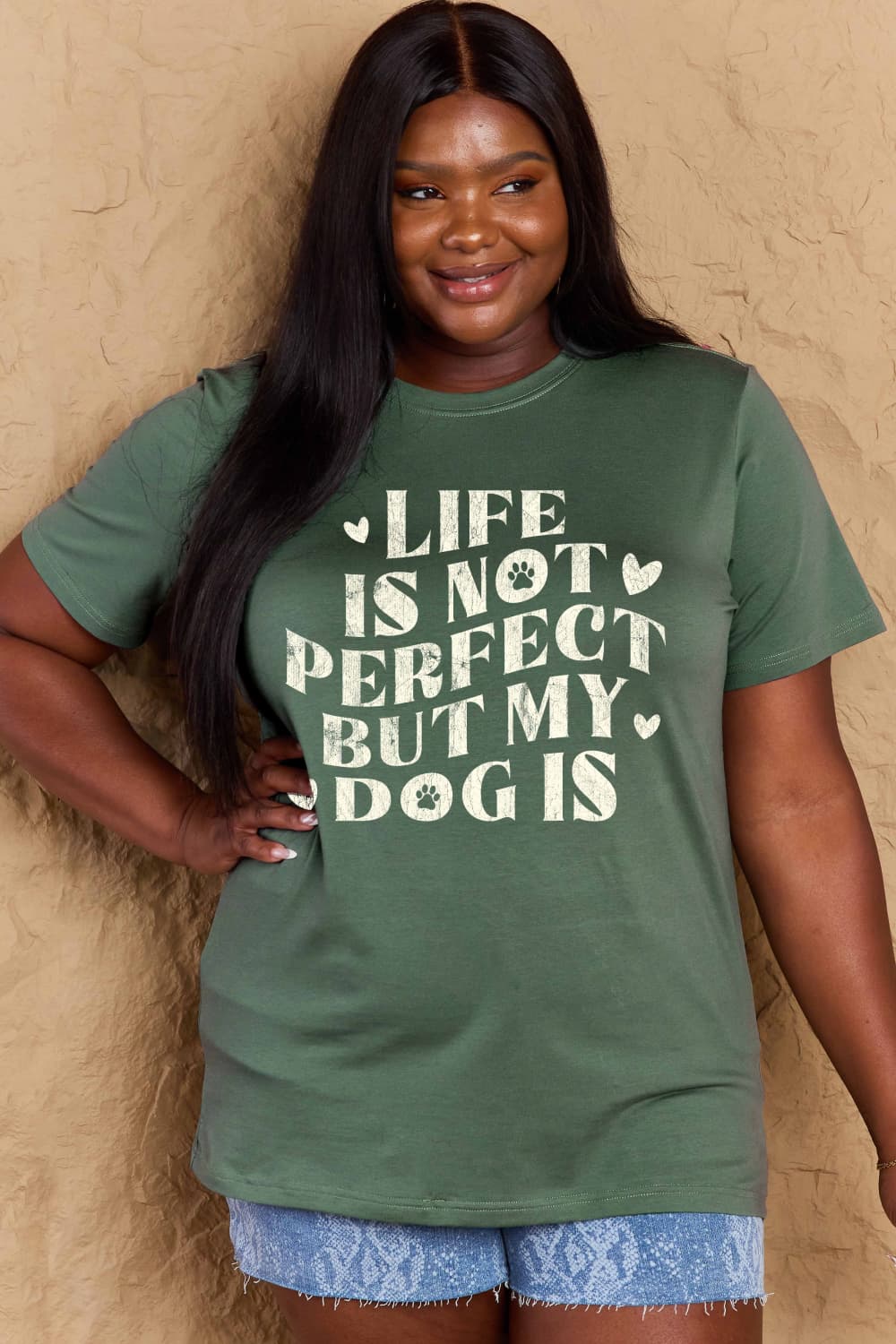 Life is Not Perfect but My Dog Is Graphic Cotton T-Shirt - Kittybear Krafts