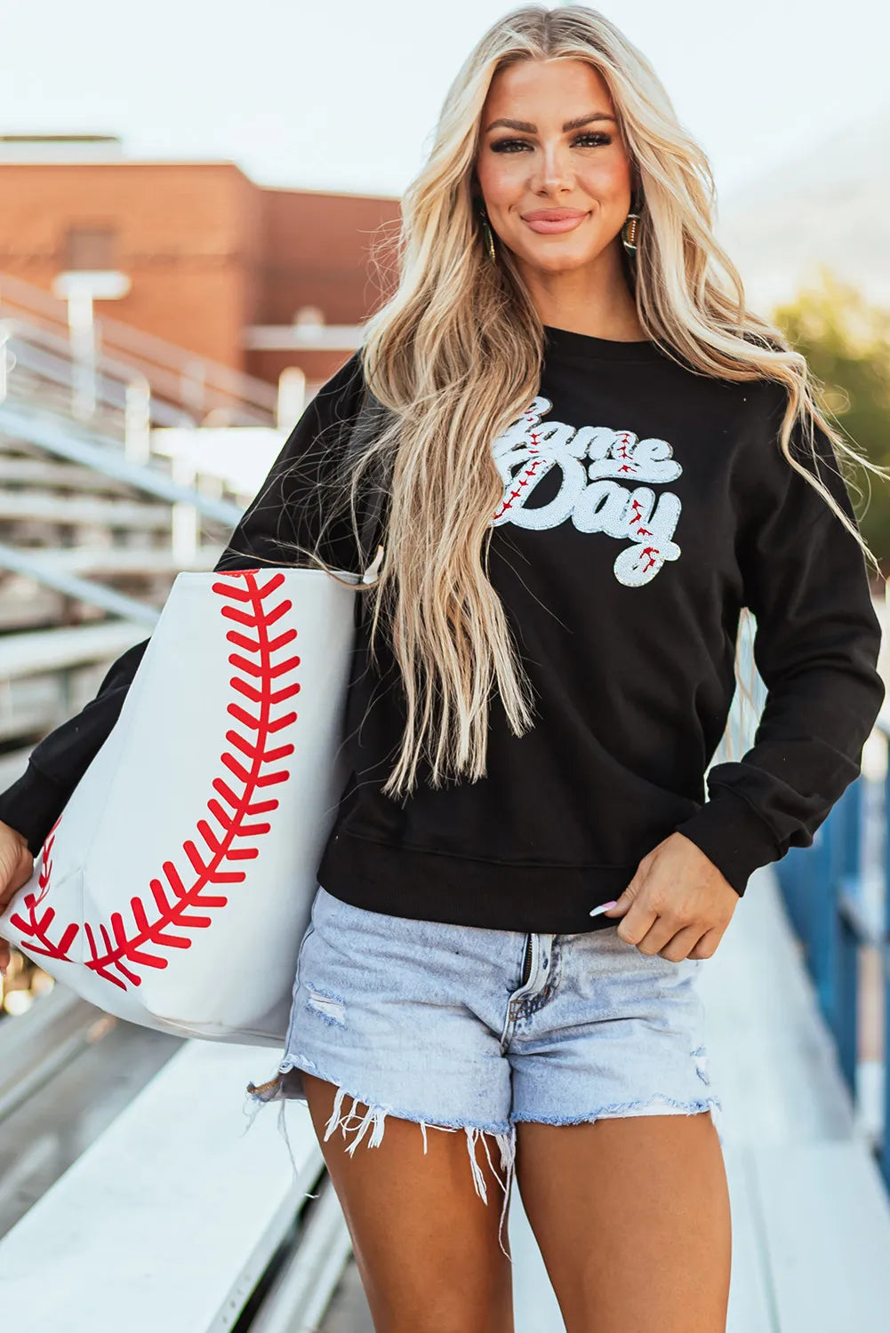 GAME DAY Baseball Sequin Long Sleeve Sweater - Kittybear Krafts