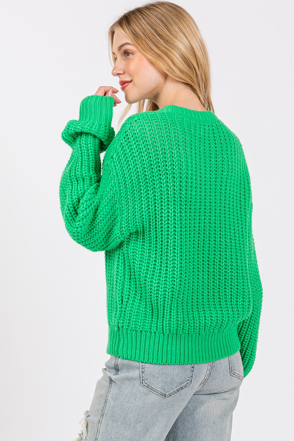 SAGE + FIG Round Neck Drop Shoulder Sweater Trendsi