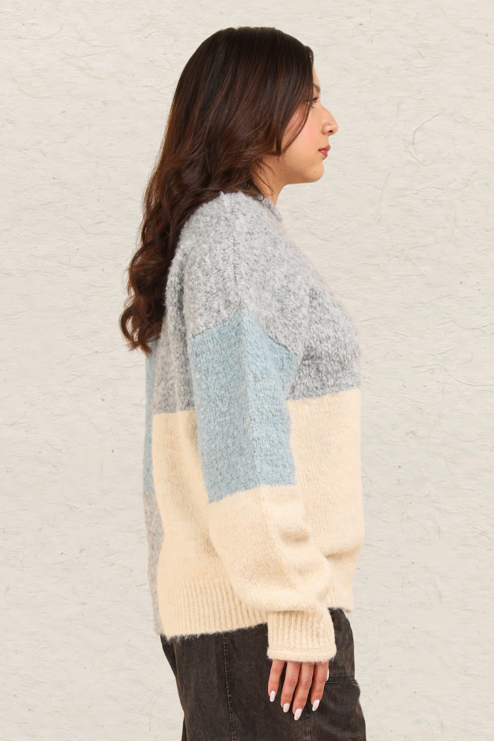 VERY J Color Block Mock Neck Drop Shoulder Sweater - Kittybear Krafts