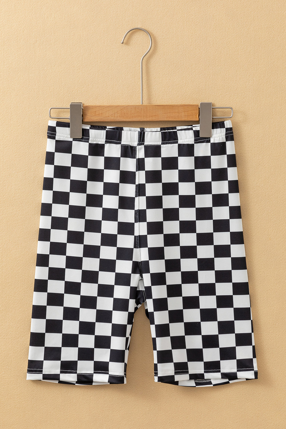 Black Checkerboard Printed High Waist Shorts Kittybear Krafts