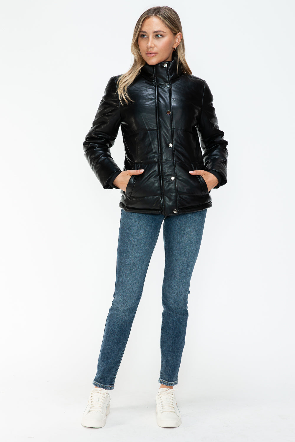 YMI Pocketed Zip Up Turtleneck Puffer Jacket Trendsi