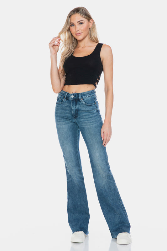 Judy Blue Full Size Tummy Control Cut Hem Flare Jeans - Kittybear Krafts