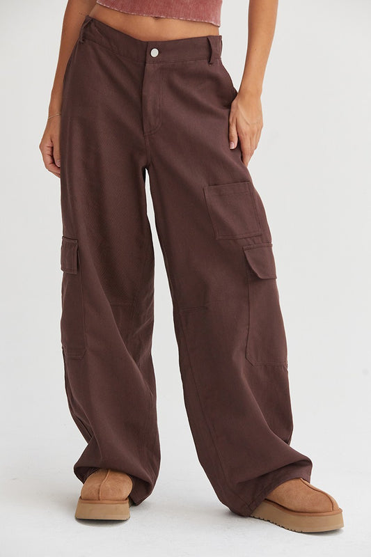 HYFVE Elastic Waist Wide-Leg Cargo Pants Trendsi