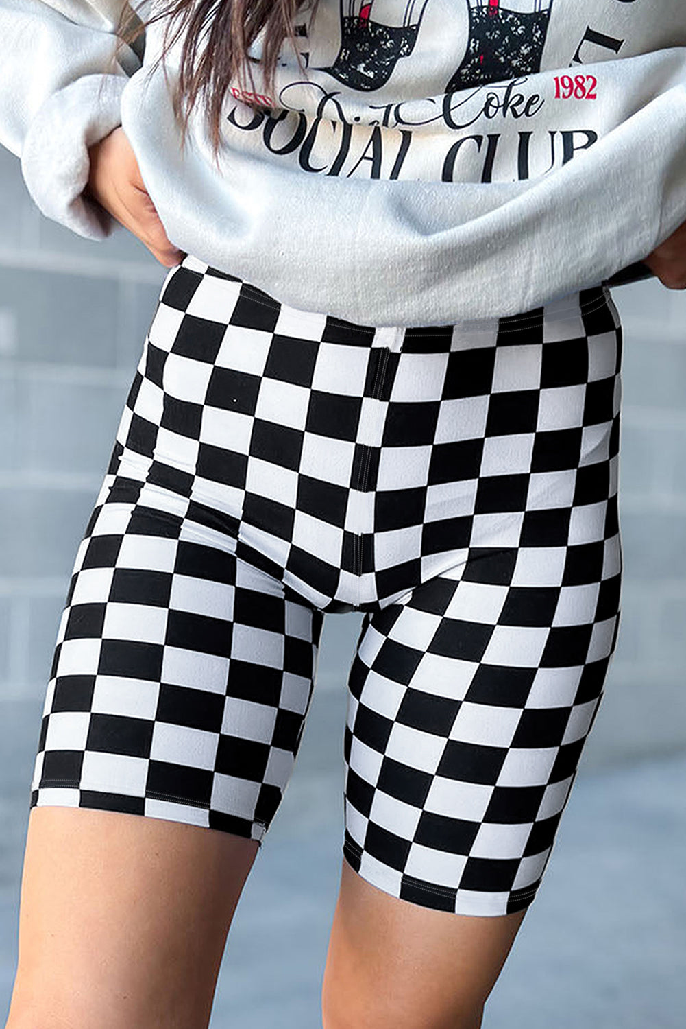 Black Checkerboard Printed High Waist Shorts Kittybear Krafts