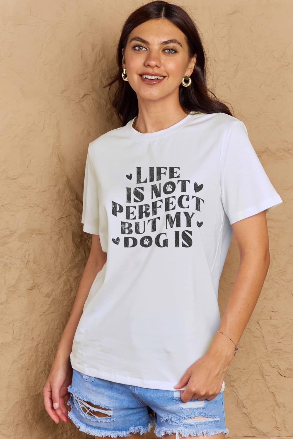 Life is Not Perfect but My Dog Is Graphic Cotton T-Shirt - Kittybear Krafts