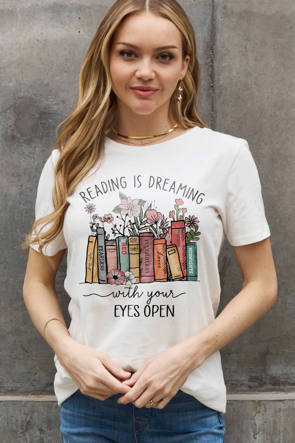 READING IS DREAMING WITH YOUR EYES OPEN Graphic Cotton T-shirt - Kittybear Krafts