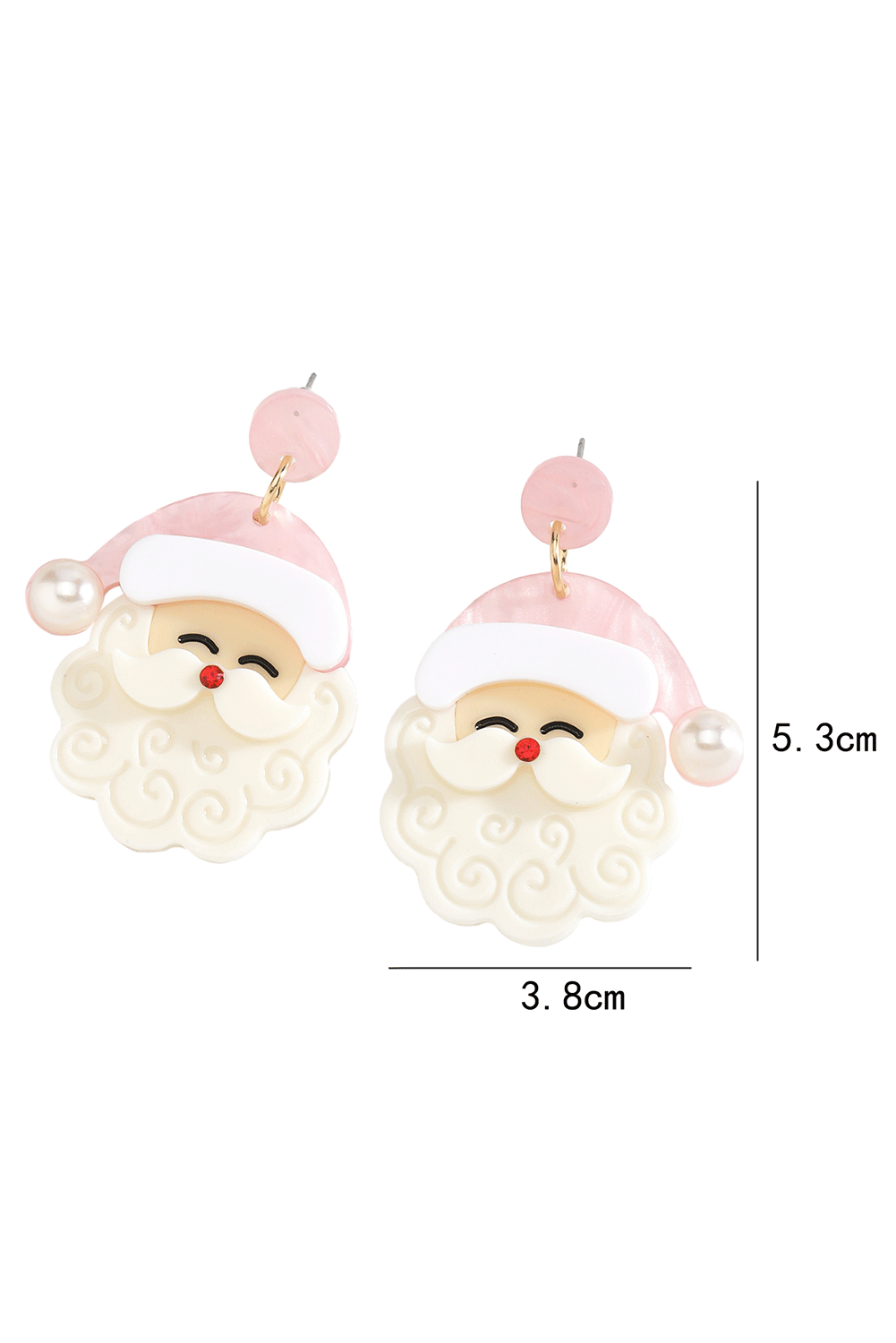 White Bright Pearl Decor Cute Father Christmas Santa Earrings Kittybear Krafts