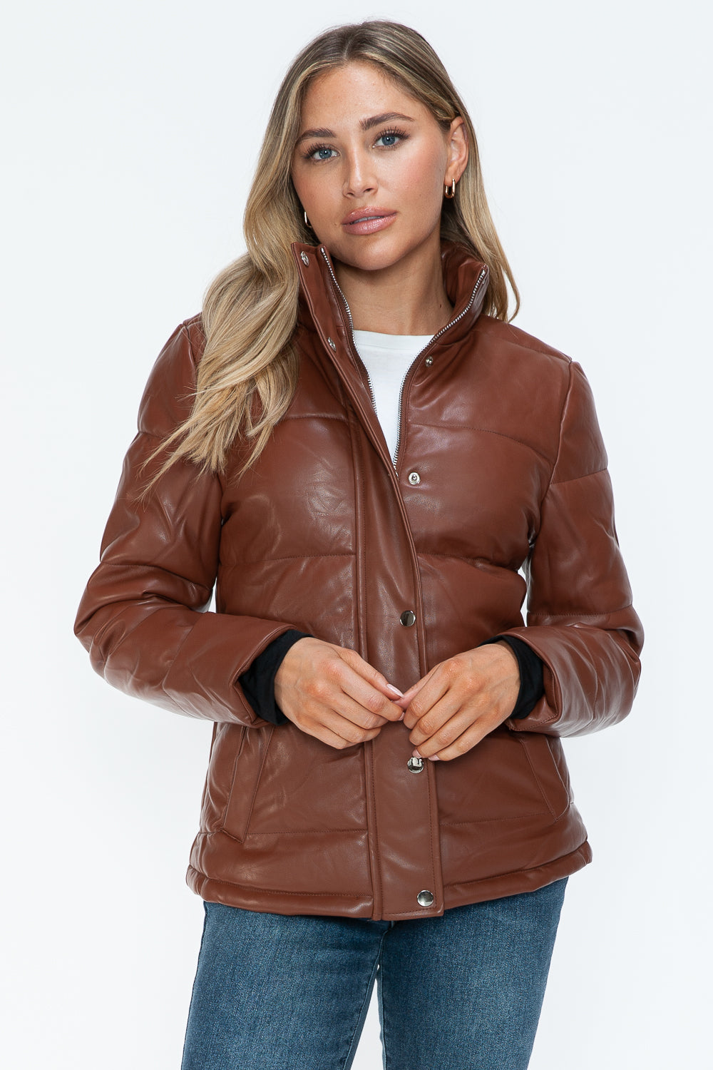 YMI Pocketed Zip Up Turtleneck Puffer Jacket Trendsi