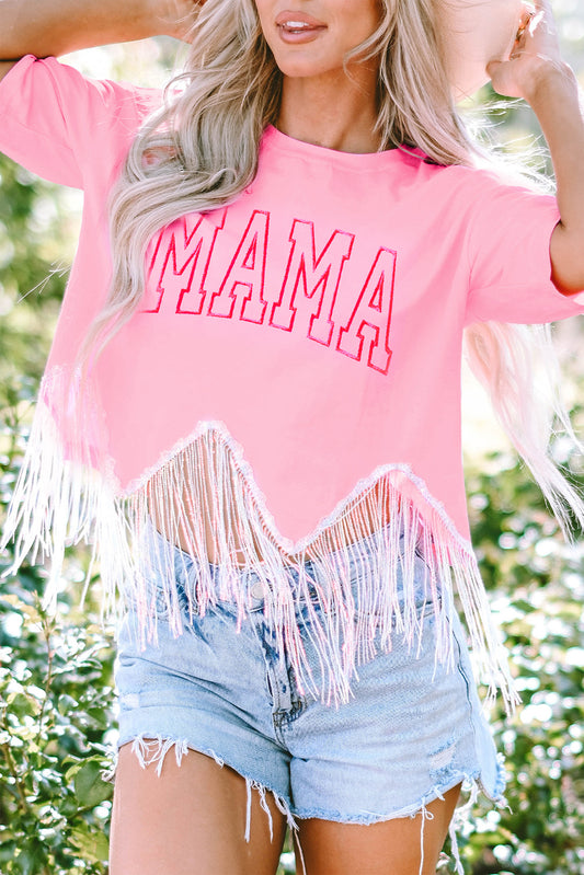 MAMA Sequin Fringe Round Neck T-Shirt - Kittybear Krafts