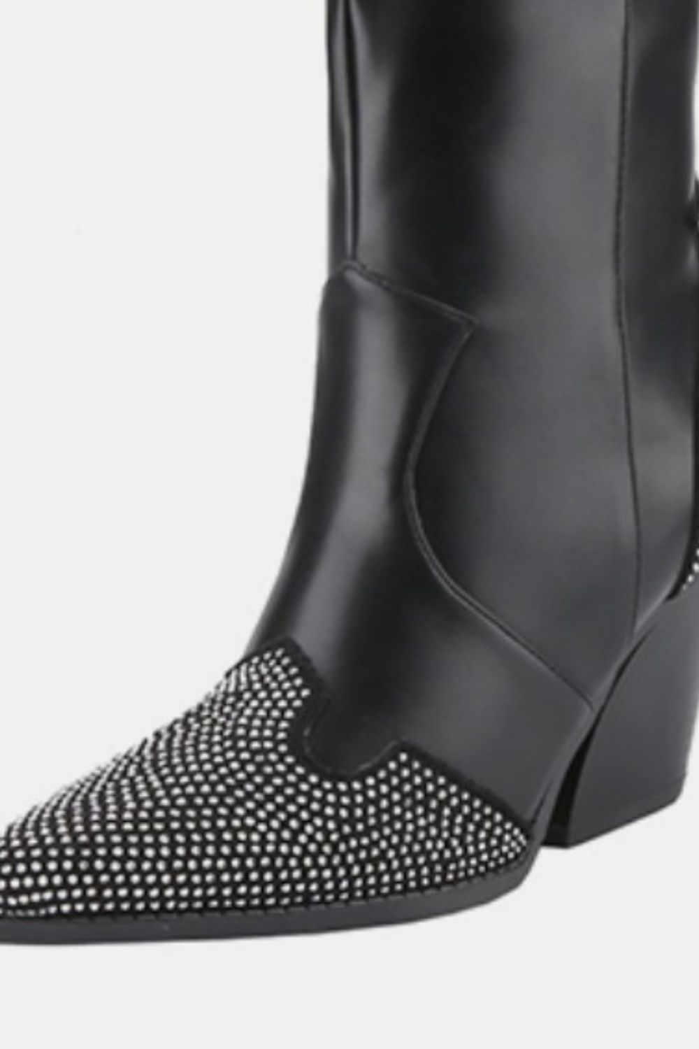 Weeboo Chunky Heel Rhinestone Decor Western Boots Trendsi