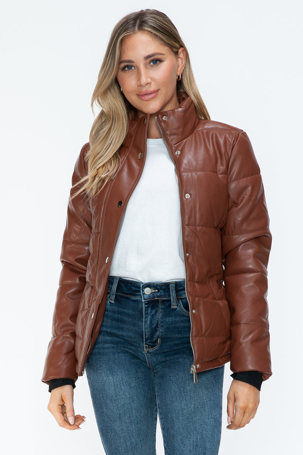 YMI Pocketed Zip Up Turtleneck Puffer Jacket Trendsi