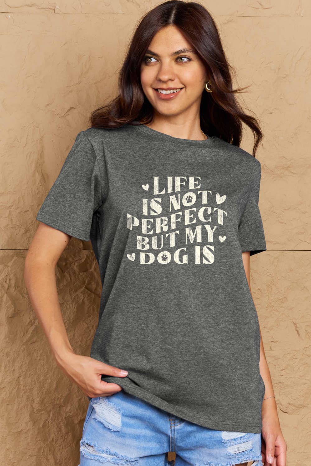 Life is Not Perfect but My Dog Is Graphic Cotton T-Shirt - Kittybear Krafts