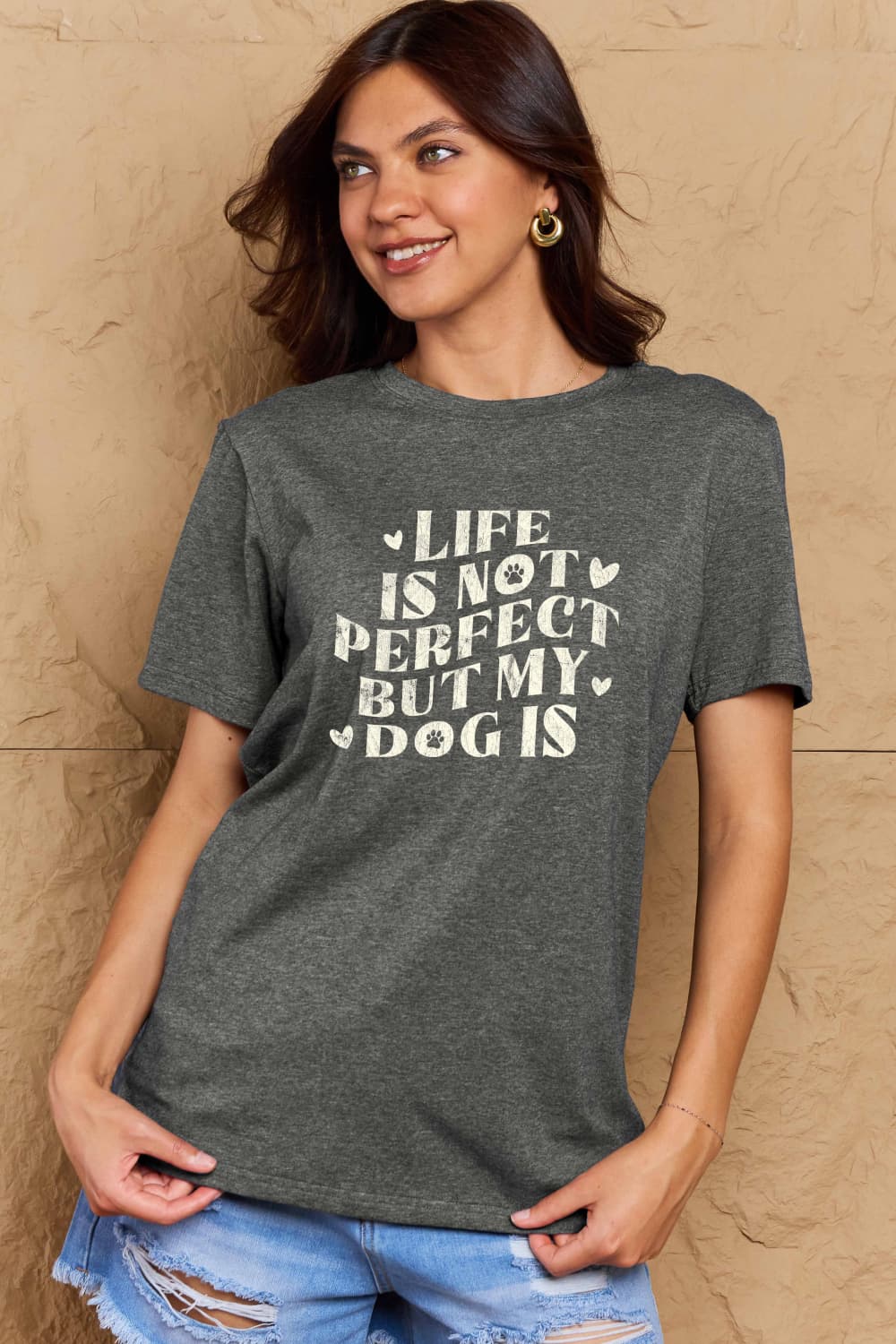 Life is Not Perfect but My Dog Is Graphic Cotton T-Shirt - Kittybear Krafts