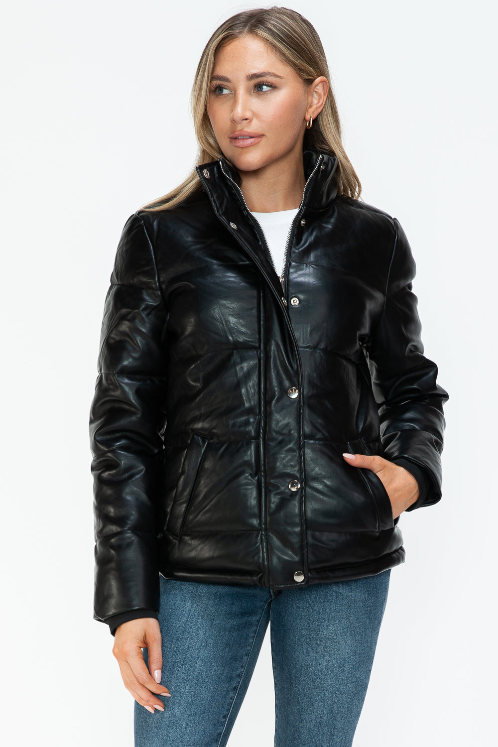 YMI Pocketed Zip Up Turtleneck Puffer Jacket Trendsi