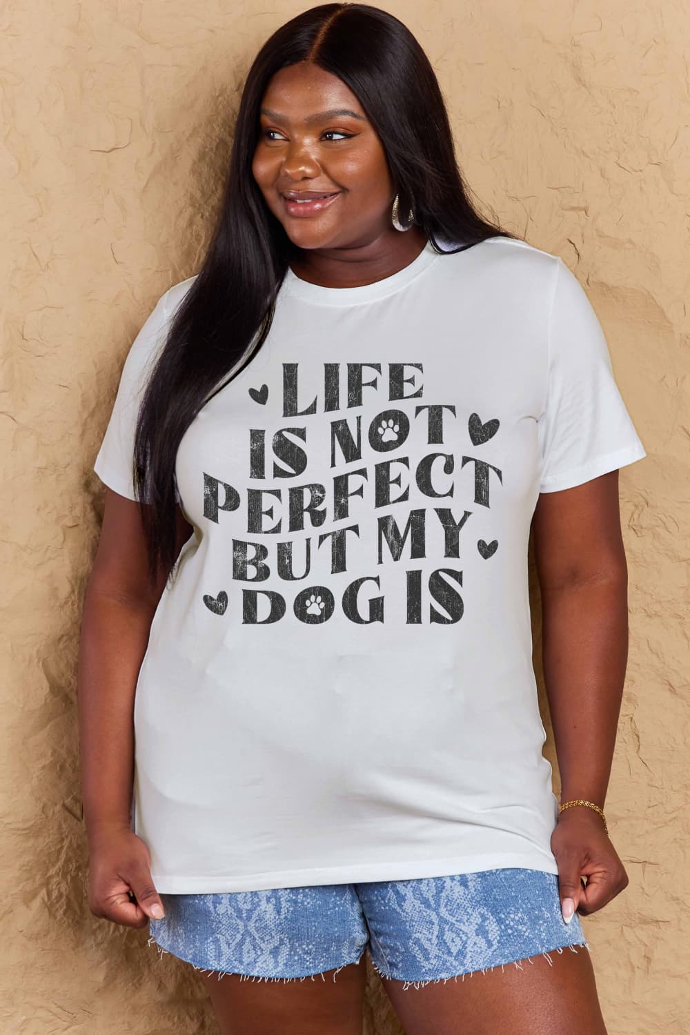 Life is Not Perfect but My Dog Is Graphic Cotton T-Shirt - Kittybear Krafts