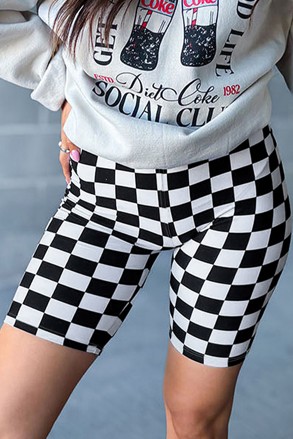 Black Checkerboard Printed High Waist Shorts Kittybear Krafts