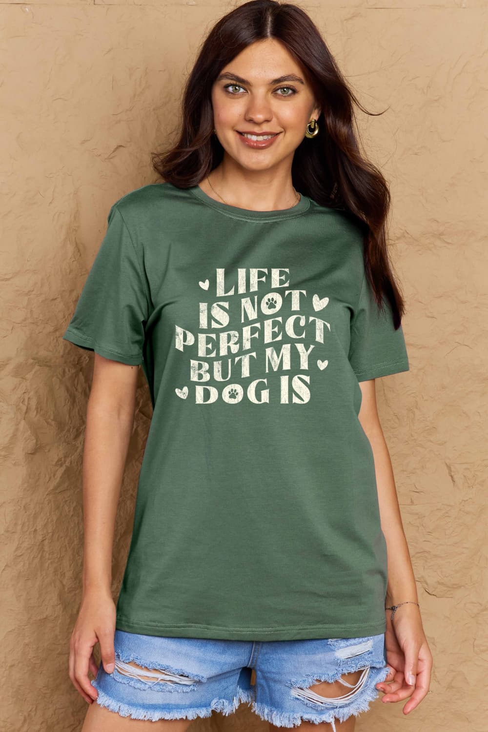 Life is Not Perfect but My Dog Is Graphic Cotton T-Shirt - Kittybear Krafts