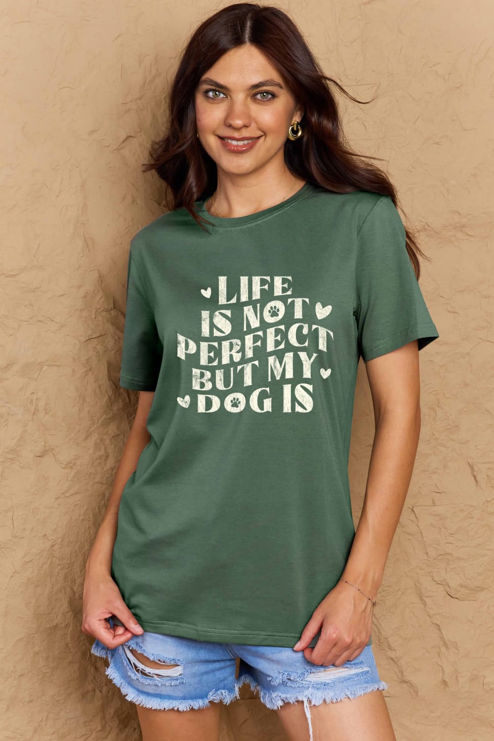 Life is Not Perfect but My Dog Is Graphic Cotton T-Shirt - Kittybear Krafts