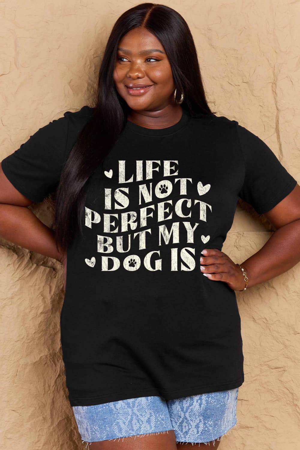 Life is Not Perfect but My Dog Is Graphic Cotton T-Shirt - Kittybear Krafts