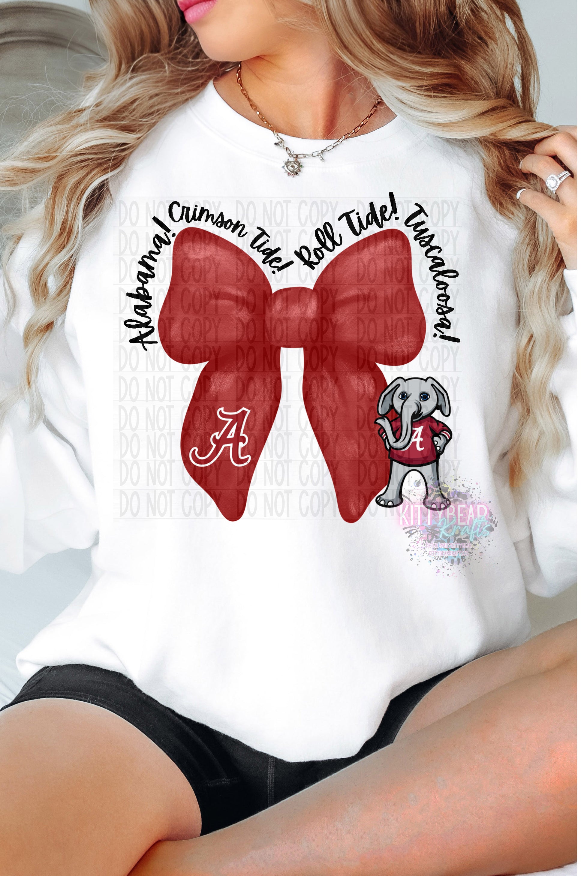 Alabama Coquette Bow Spirit Football Graphic Sweatshirt - Kittybear Krafts