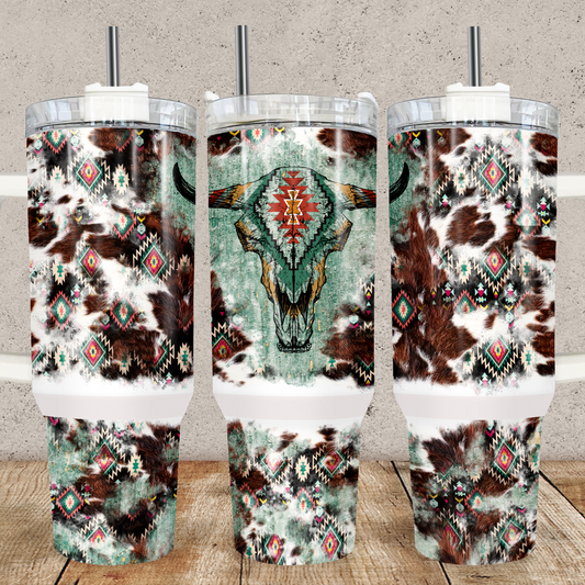 Aztec Cowhide Western 40oz Tumbler