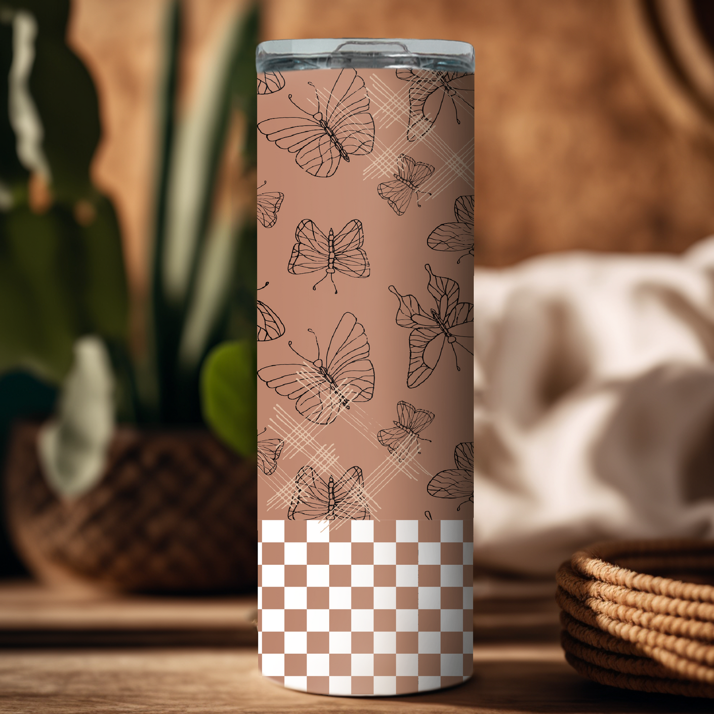 Blush Butterfly Stainless Steel 20oz or 30oz Tumbler