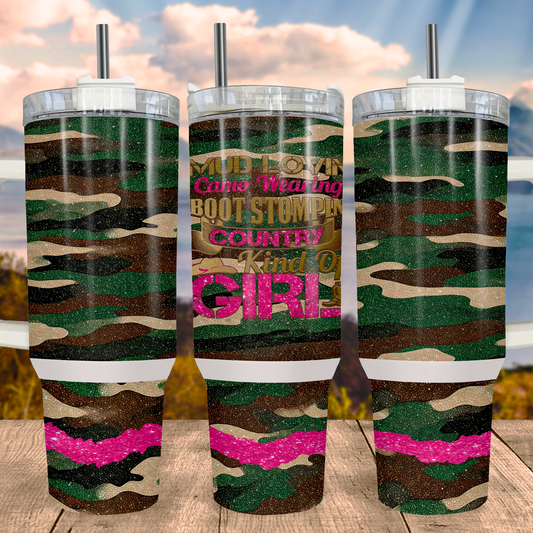 Country Kind Of Girl Camo Western 40oz Tumbler