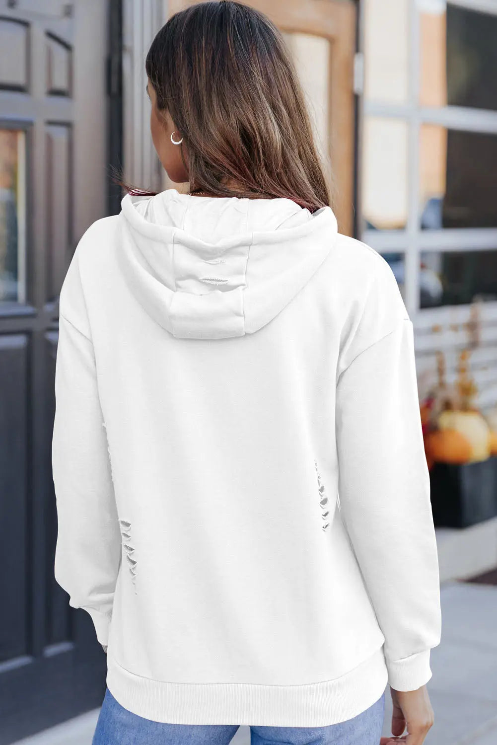 Cutout Dropped Shoulder Hoodie - Kittybear Krafts