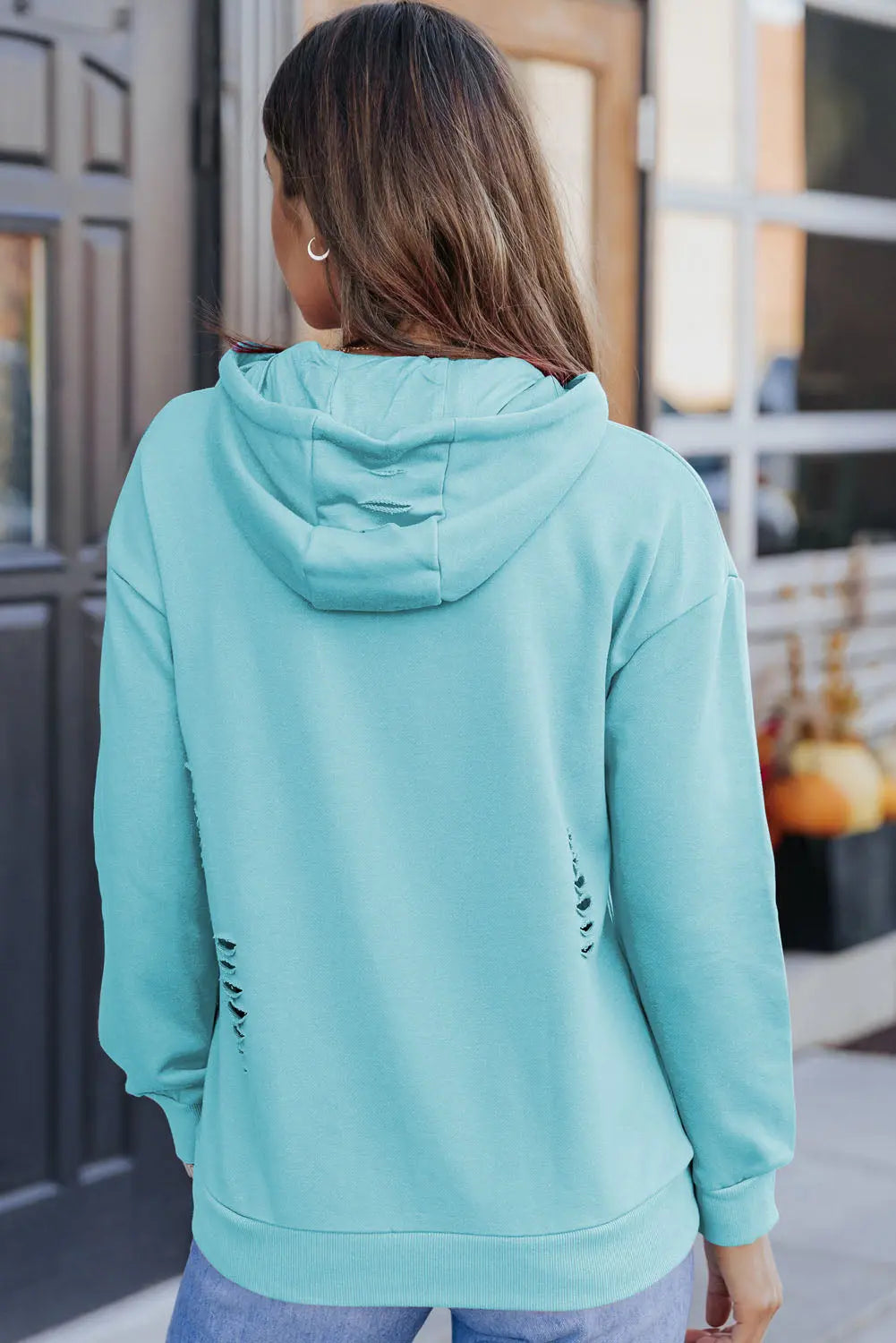 Cutout Dropped Shoulder Hoodie - Kittybear Krafts