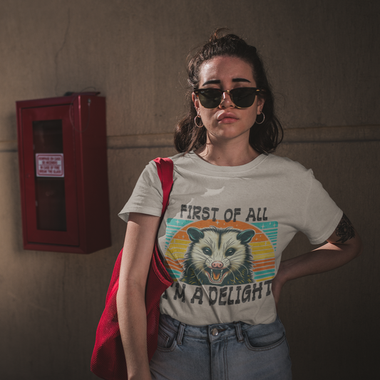 First of All, Im A Delight Opossum Graphic T-Shirt