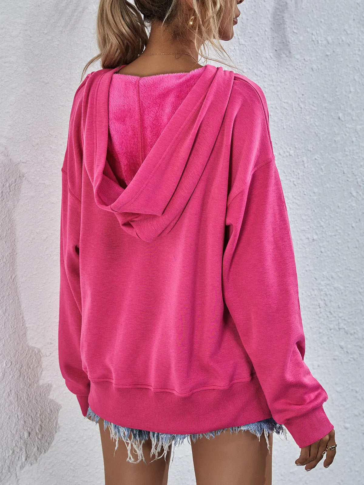 Dropped Shoulder Slit Hoodie - Kittybear Krafts