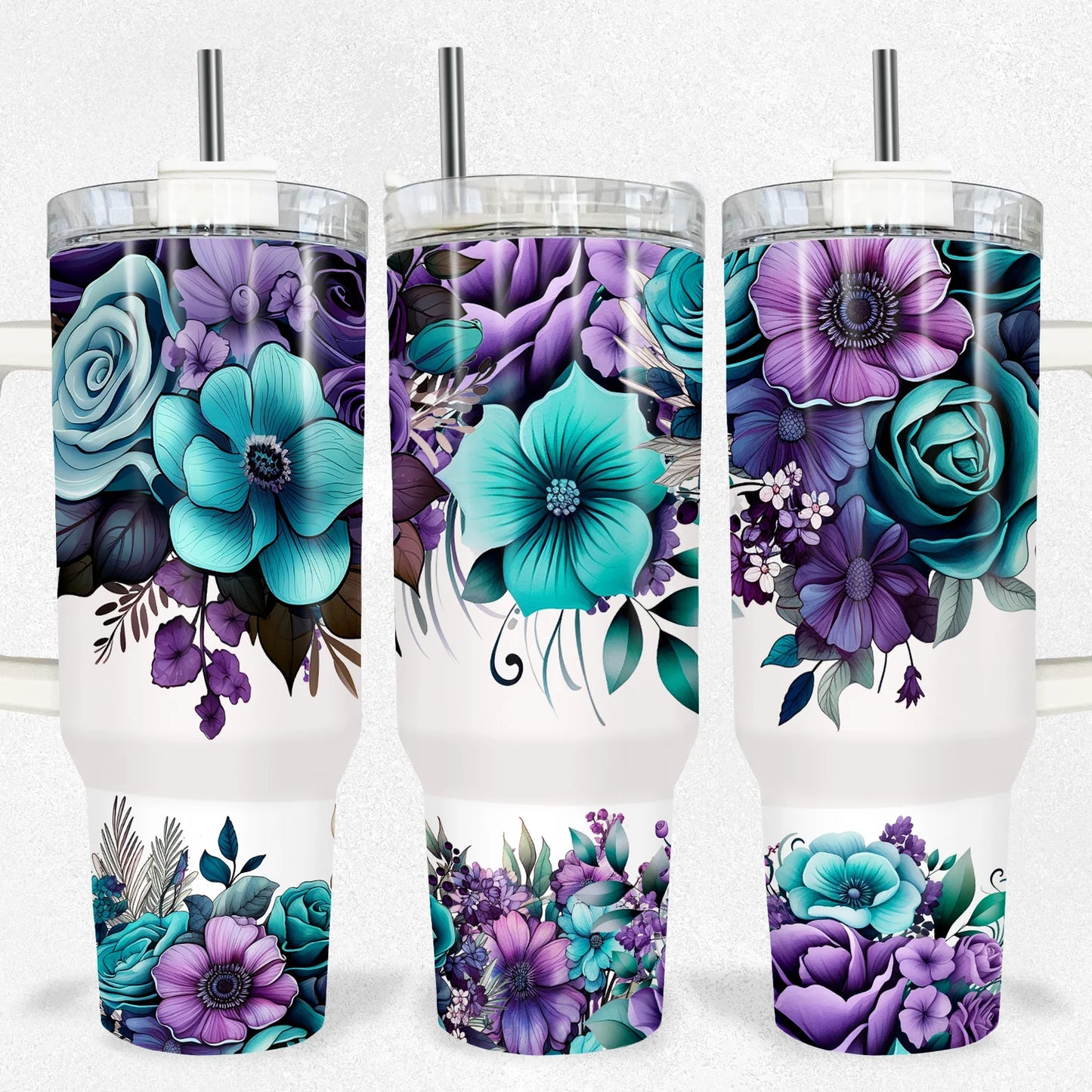 Purple Floral 40oz Tumbler