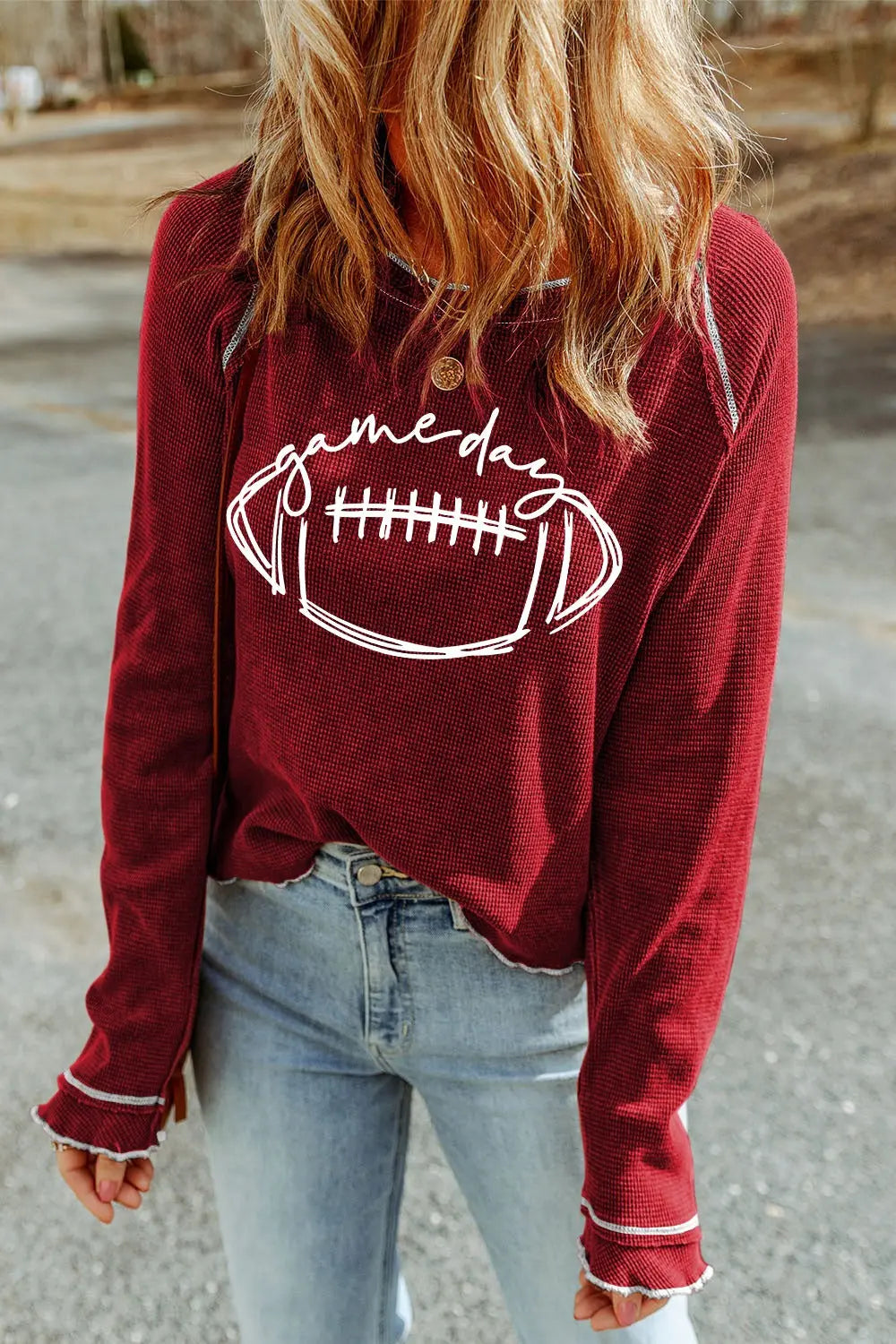 Football Round Neck Long Sleeve Sweat shirt - Kittybear Krafts