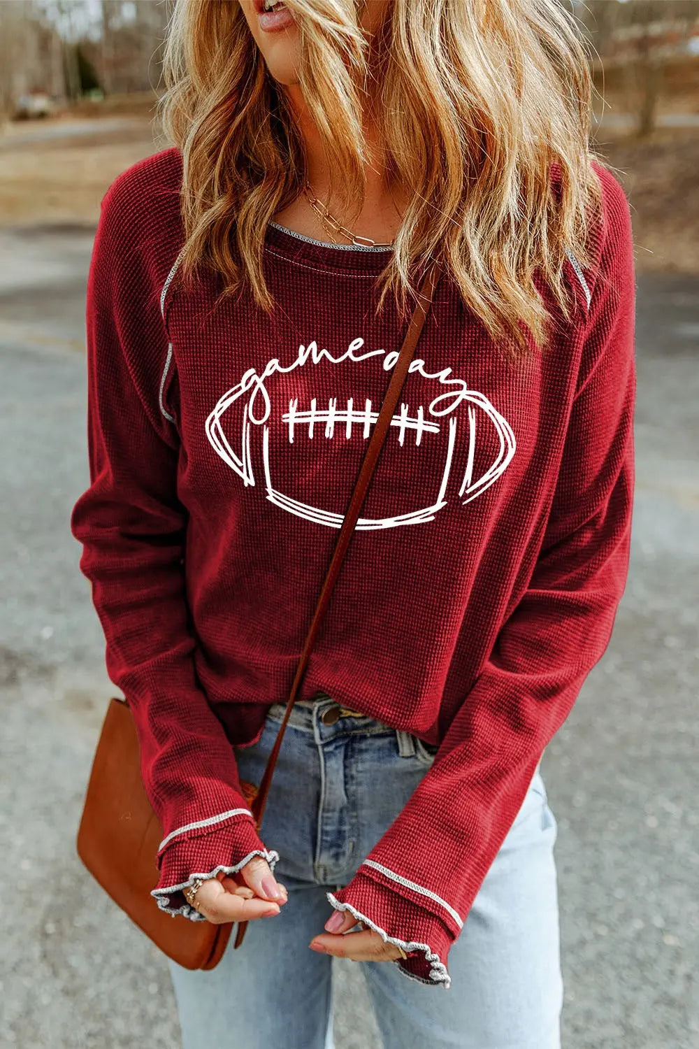 Football Round Neck Long Sleeve Sweat shirt - Kittybear Krafts